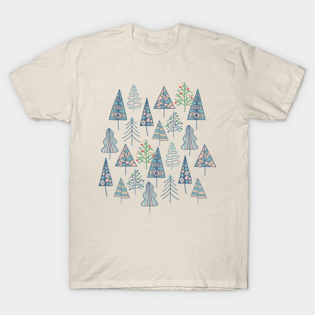 CHRISTMAS TREES Doodle Xmas Winter Hygge Holidays - UnBlink Studio by Jackie Tahara T-Shirt by UnBlink Studio by Jackie Tahara